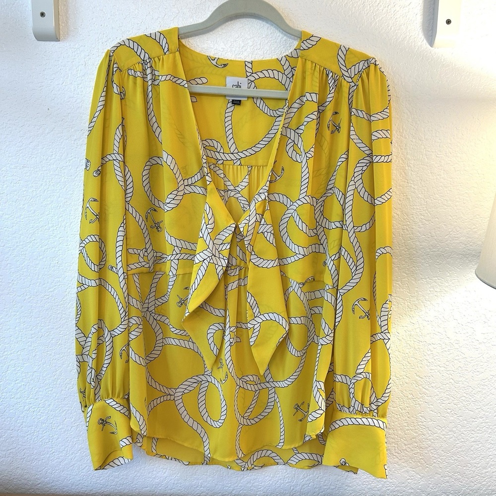 CAbi Womens Reef Knot Blouse Sunny Yellow Rope Nautical Yellow Size M